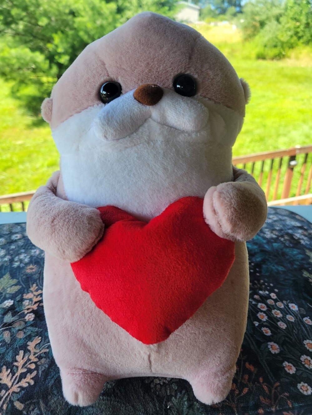 Snuggle Buddy Pink Otter With Heart Heat & Hug 12 Inch Plush